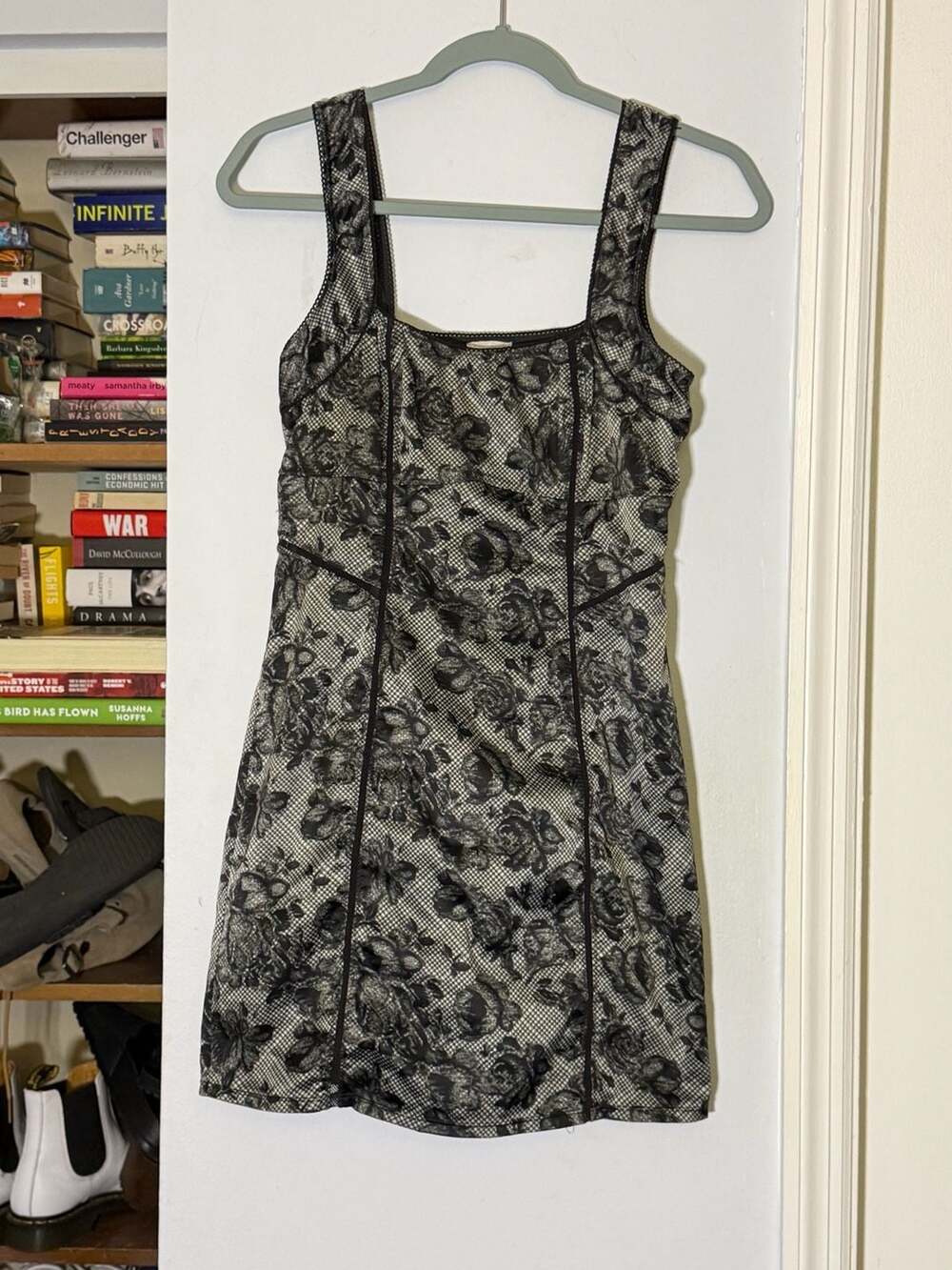 Intimately Free People Floral Slip Dress Size S Black Grey